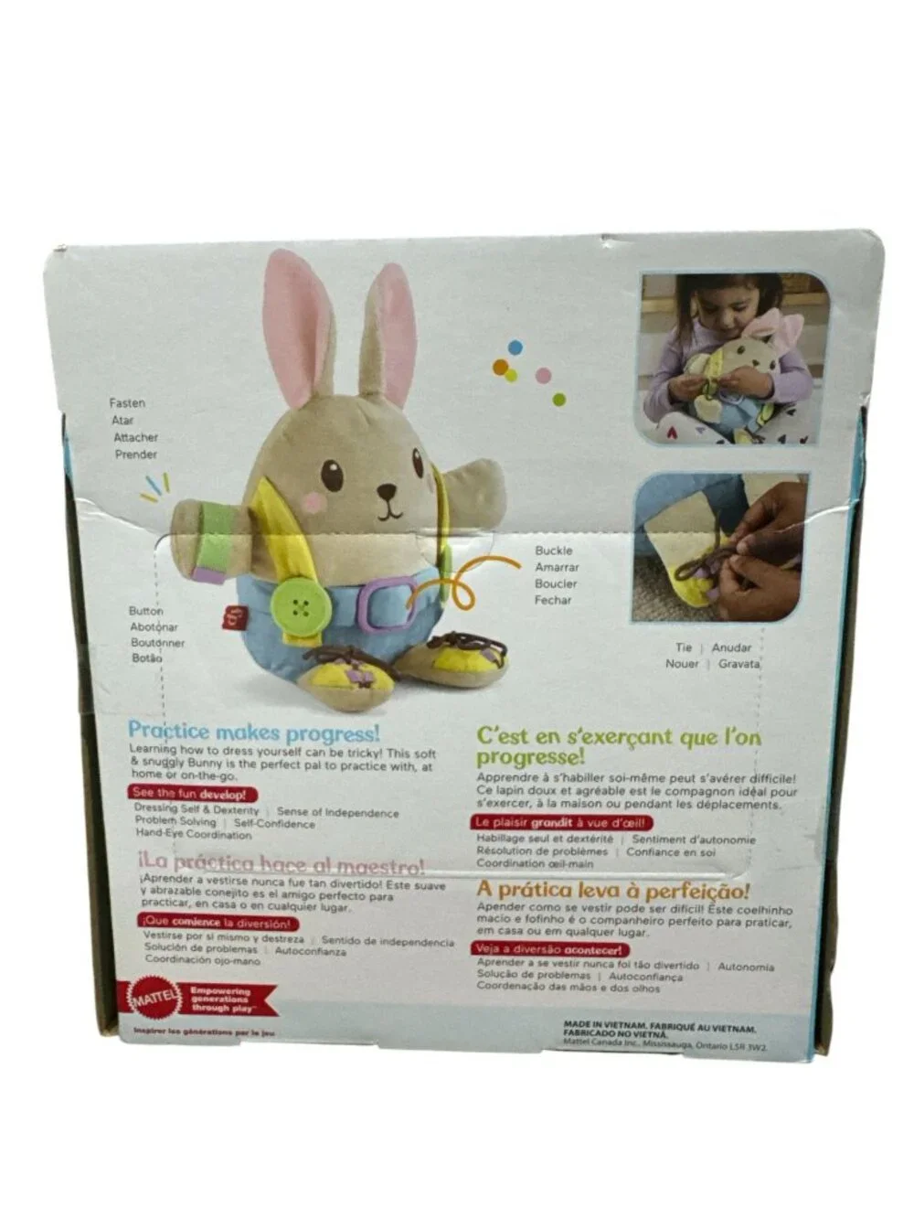 Learn-To-Dress Bunny Plush Toy By Fisher-Price For Ages 2+ With Buttons Zipper &